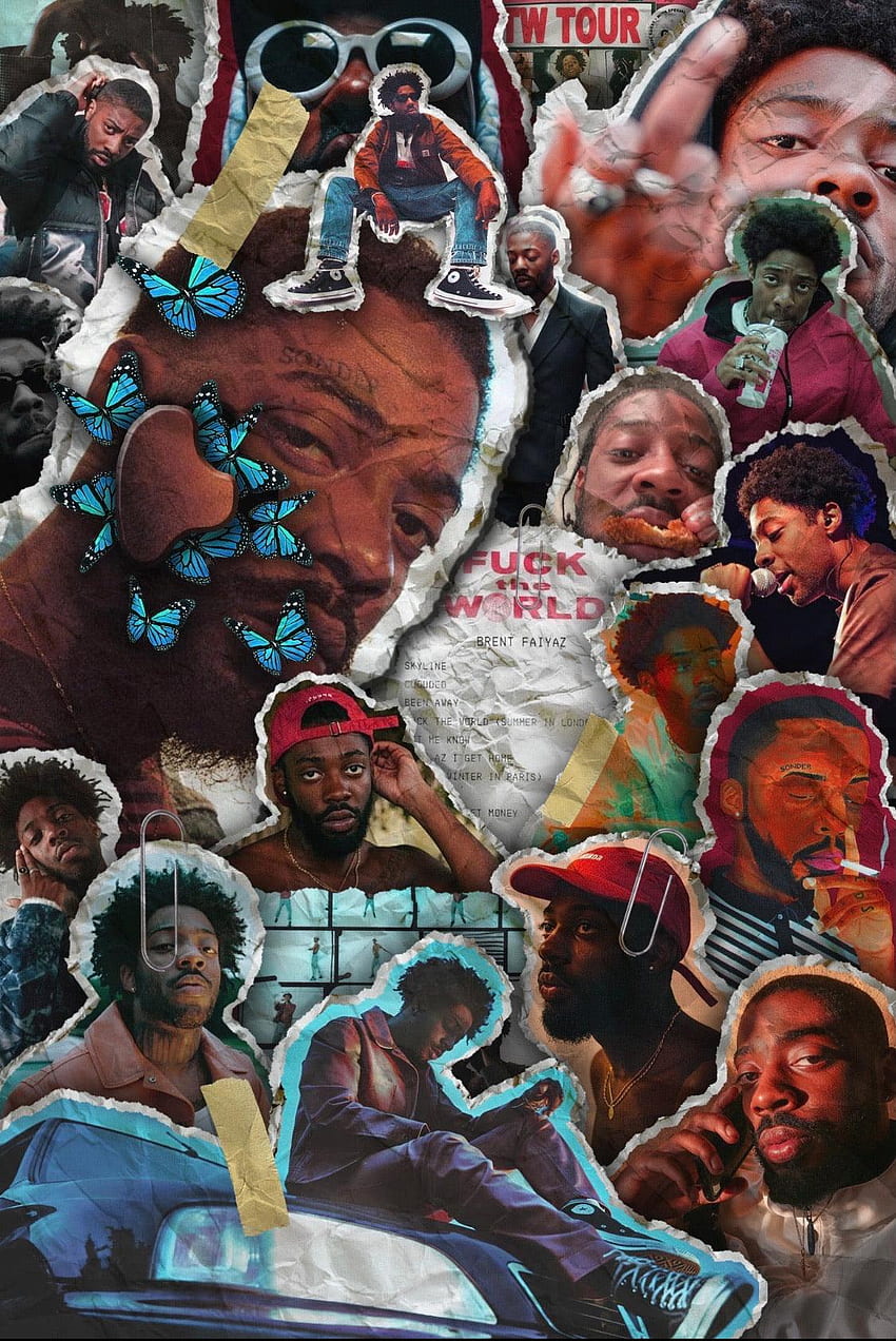 Brent Faiyaz 'Collage' Poster von Klaksy â Limited Fire, Rappers Collage HD-Handy-Hintergrundbild